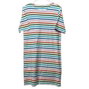 Kule Vibrant Stripe Tee Shirt Colorful Mini Dress Women's Medium